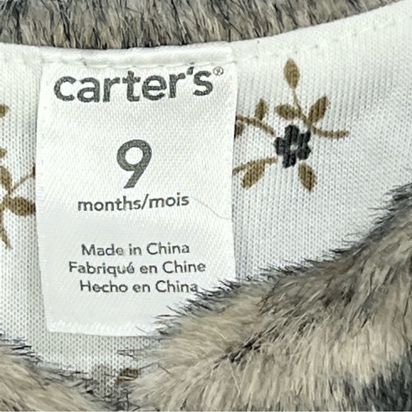 CARTERS Brown & Gray Lined Faux Fur Sleeveless Vest Jacket Size 9 Months - Picture 4 of 6